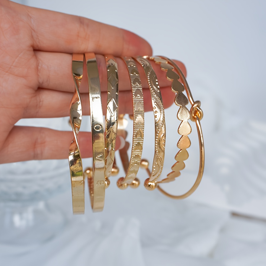 7pcs Beautiful Golden Bangles Set, Exquisite Design for All Occasions